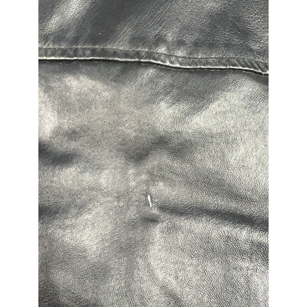 Cougar Leather Jacket Mens XL Black Bomber Genuine Leather Quilted Zip Up Solid - Picture 4 of 14